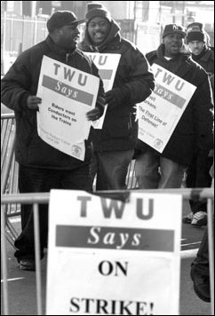 Striking New York transit workers